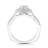 Bezel-Set Sun Burst Diamond Halo Engagement Ring
